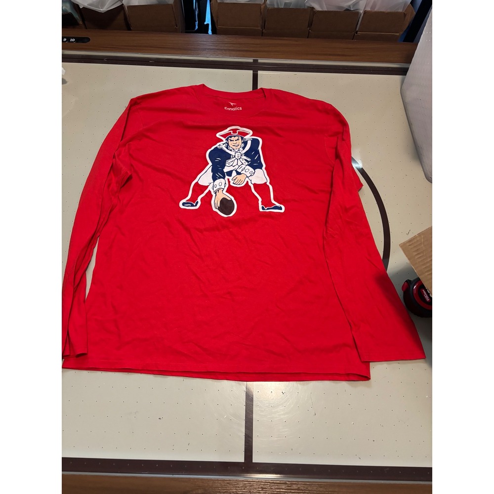 1274 New England Patriots Drake Maye 10 Red Long Sleeve Shirt Mens XL